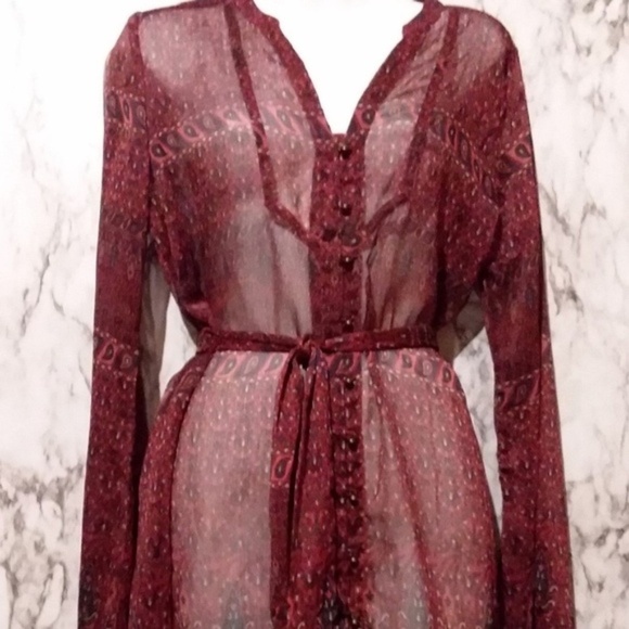 Converse One Star Sheer Paisley Tunic Top Medium - Picture 1 of 2